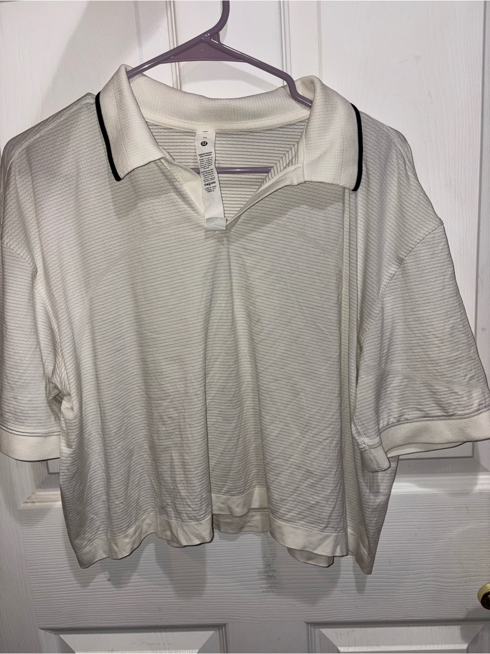 lululemon athletica White Polo with Black Collar Trim